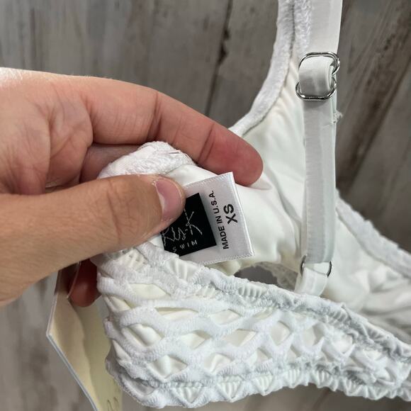 New! Ris-k Swimwear Allure Lattice Over White Bikini Top Womens Size XS - Picture 6 of 6